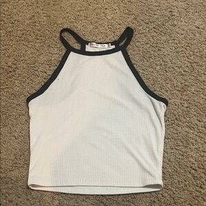 White Crop Top with Black Trim